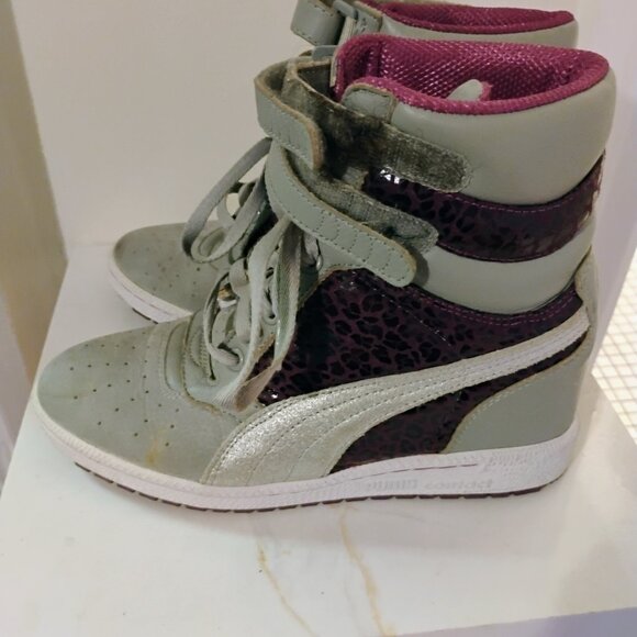 Women's Puma high top sneakers/grey and purple with velcro - Picture 2 of 6